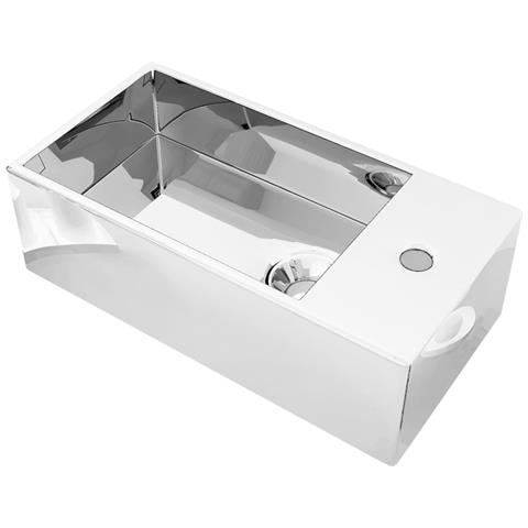 Lavandino con Troppopieno 49x25x15 cm in Ceramica Argento - Foto 1