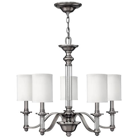 Lampadario A 5 Luci Multibraccio Finitura Nichel Spazzolato, E14 - Foto 2