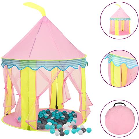 Tenda Da Gioco Per Bambini Rosa Con 250 Palline 100x100x127 Cm - Foto 1