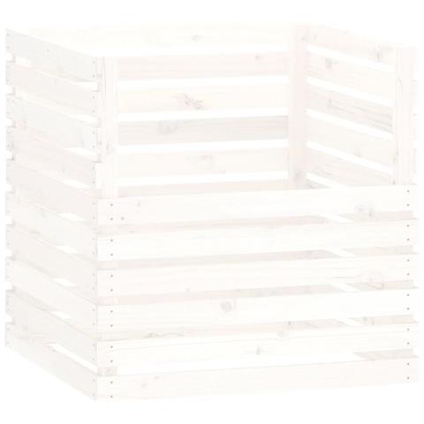 Compostiera Bianca 80x80x78 cm in Legno Massello di Pino - Foto 1