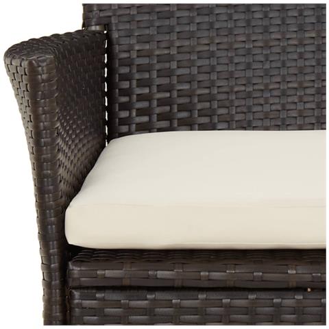 Set Bistrò da Giardino 5 pz con Cuscini in Polyrattan Marrone - Foto 9