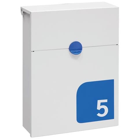 Tondo S E6721-blu Cassetta Postale Indiviuale Con Segnaletica Di Numero, Personalizzabile, Dimensione S (din A5), Bianco E Blu - Foto 1
