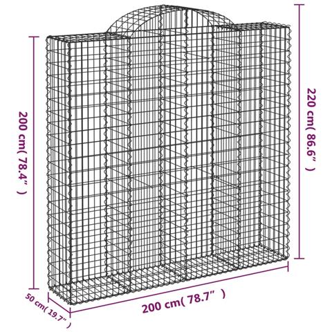 Cesto Gabbione Ad Arco 200x50x200/220 Cm Ferro Zincato - Foto 4