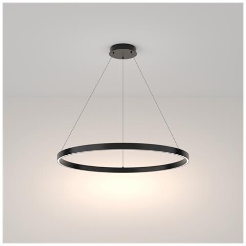 Lampadario A Sospensione Moderno Rim Alluminio Nero 1 Luce Led 51w - Foto 4