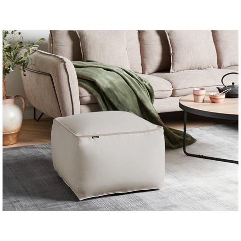 Beliani Pouf in velluto beige con contenitore