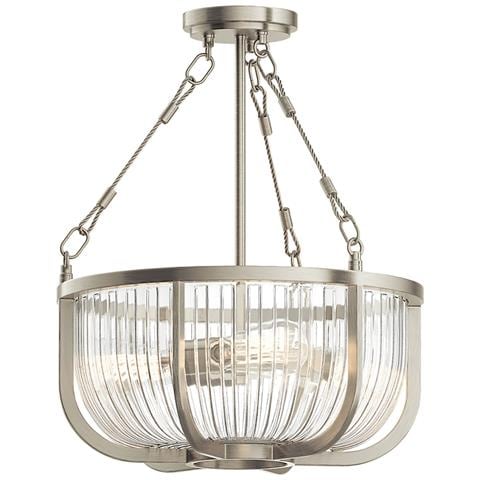 Lampadario Contemporaneo Roux Acciaio Nichel Spazzolato 3 Luci E27 - Foto 2