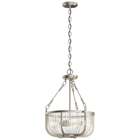 Lampadario Contemporaneo Roux Acciaio Nichel Spazzolato 3 Luci E27 - Foto 1