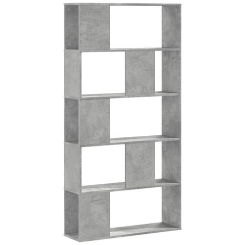 Libreria 5 Ripiani Grigio Cemento 80,5x23,5x162,5cm Multistrato - Foto 2