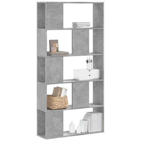 Libreria 5 Ripiani Grigio Cemento 80,5x23,5x162,5cm Multistrato - Foto 1