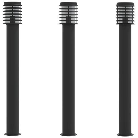 Lampade Da Terra Per Esterni 3 Pz Nere 110 Cm In Acciaio Inox - Foto 2