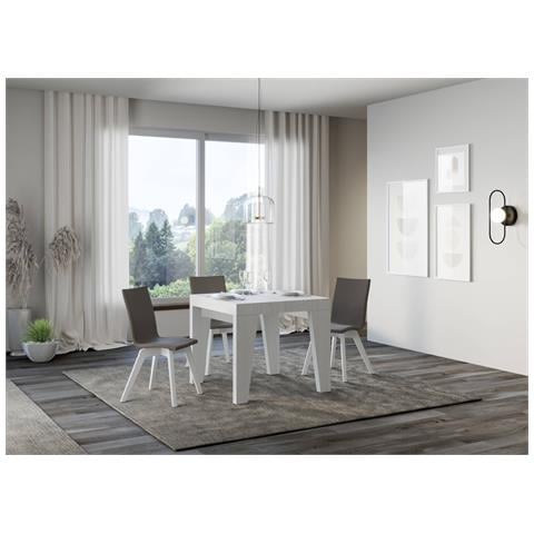 Tavolo Allungabile 90x90/246 Cm Naxy Premium Bianco Frassino - Foto 4