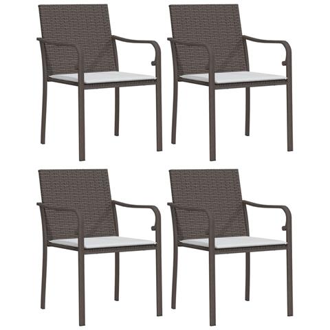Set Pranzo da Giardino 5pz con Cuscini in Polyrattan e Acciaio - Foto 2