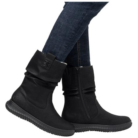 Black Casual Closed Ladies Mid Height Boots Stivaletti Pelle Sintetica Scarpe Donna Nero Eu 38, 74283-00 - Foto 2
