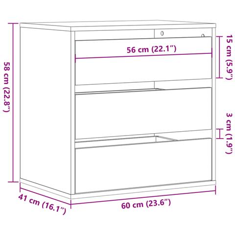 Cassettiera Angolare Grigio Sonoma 60x41x58cm Legno Multistrato - Foto 10