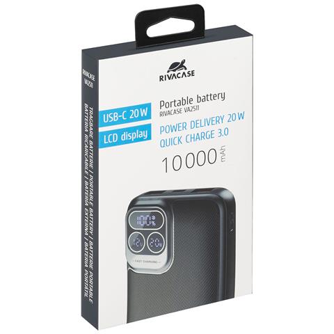 Powerbank Va2511 10000mah 2 Usb-a /usb-c Qc 3.0/pd 20w Con Display Digitale, Nero - Foto 3