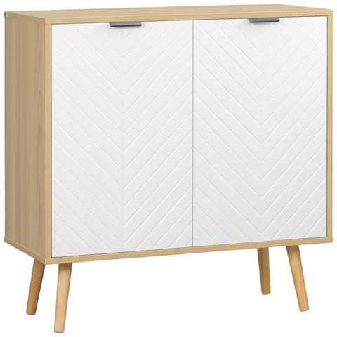 Mobile Multiuso Moderno in Truciolato e Legno di Pino con Ripiano Interno Regolabile su 3 Livelli, 77x35x77.5 cm - Foto 1