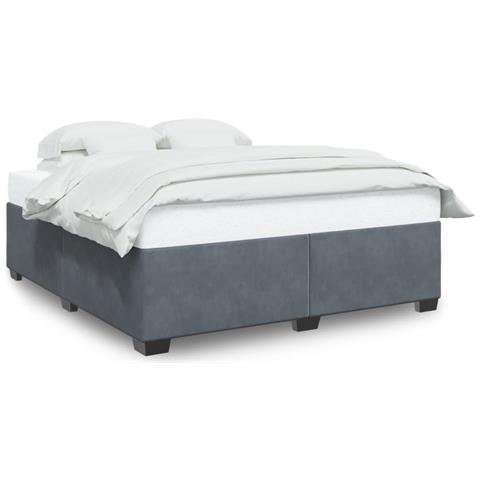Giroletto Senza Materasso Grigio Scuro 200x200 Cm Velluto - Foto 2