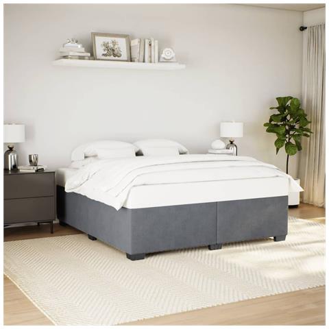 Giroletto Senza Materasso Grigio Scuro 200x200 Cm Velluto - Foto 1