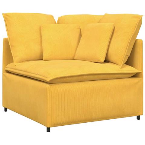 Divano Modulare Con Poggiapiedi E Cuscini Giallo Chiaro - Foto 3