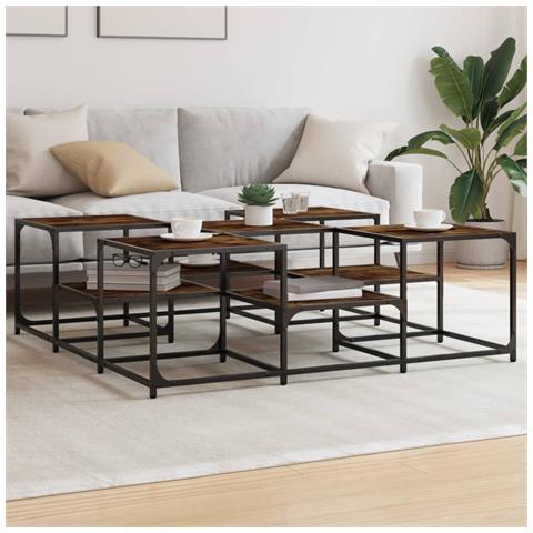 Tavolino Salotto Rovere Fumo 121x121x40 Cm Legno Multistrato - Foto 8