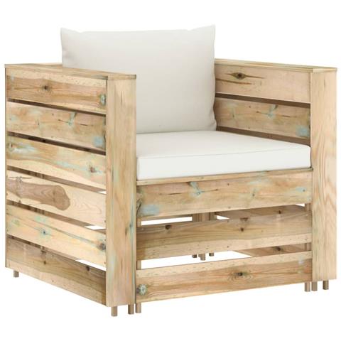 Set Salotto Da Giardino 2pz Con Cuscini Legno Impregnato Verde - Foto 1