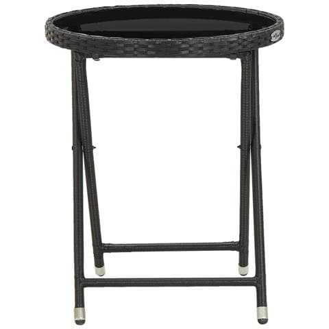 Tavolino Da Caffè Nero 60 Cm In Polyrattan E Vetro Temperato - Foto 1