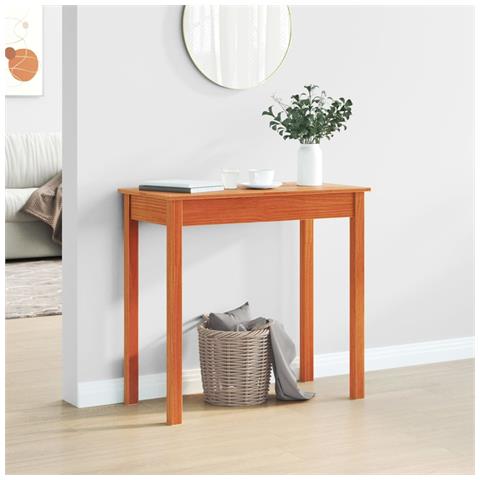 Tavolo Consolle Marrone Cera 80x40x75cm Legno Massello Di Pino - Foto 2