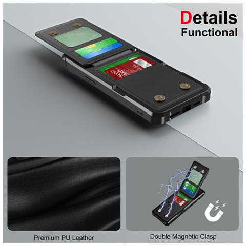 Elegante Custodia A Portafoglio Nera Per Iphone 15 Iphone15 - Foto 2