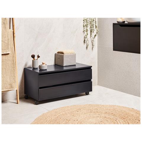 Armadietto Da Bagno Teresina Con Ruote 80 Cm Nero - Foto 1