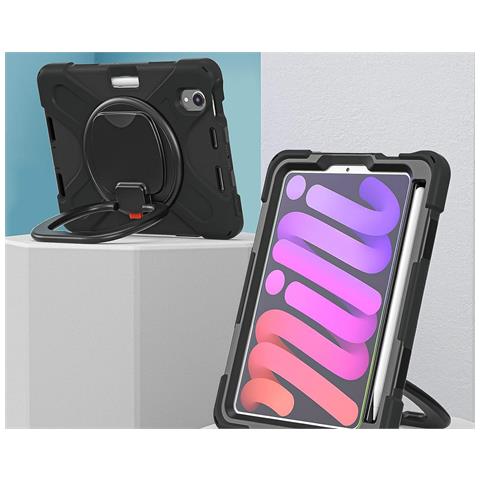 Custodia Per Ipad Mini 6 8.3"" Girevole Cavalletto E Alloggiamento Per Stilo Nera - Foto 4