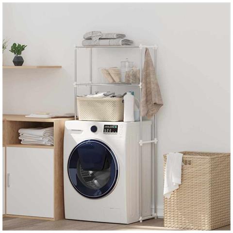 Mensola per lavatrice Bianco 63 x 27 x 136 cm Alluminio - Foto 2