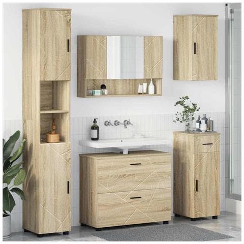 Set di mobili per il bagno 5 pcs rovere sonoma 30 x 35 x 192 cm - Foto 2