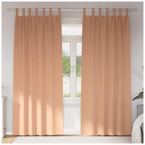 Tende con tende 2 pcs Marrone chiaro 225x140cm Poliestere - Foto 2