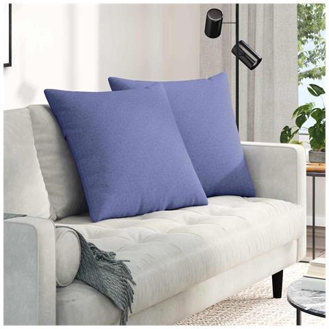 Cuscini da Divano 2 pcs Blu 80 x 80 cm Tessuto - Foto 2
