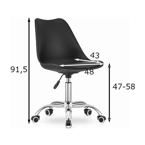 Sedia da lavoro per bambini regolabile in altezza, nera - Foto 1