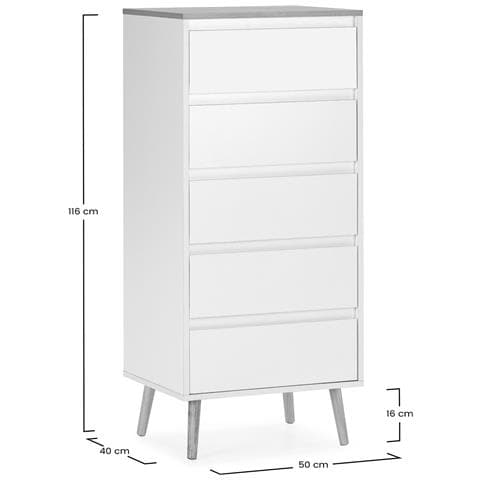 Cassettiera Alta Desi 5 Cassetti Colore Bianco - Foto 7