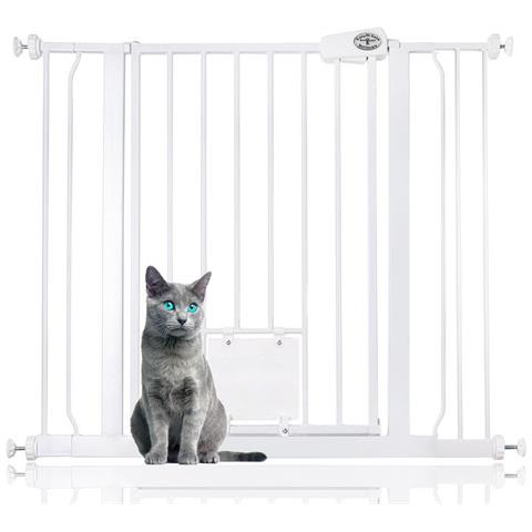 Bettacare Cancelletto Per Animali Con Gattaiola Bloccabile, 94.3cm - 102.3cm, Bianco, Altezza Di 75cm - Foto 1