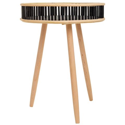 Set Di 3 Tavolini Angolari In Bambù Nero E Legno - Foto 2