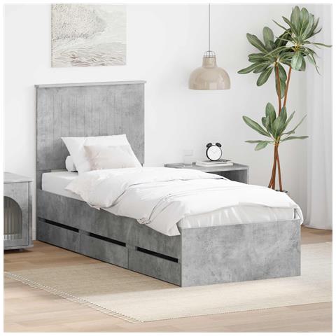 Struttura del letto con cassetto Grigio cemento 75 x 190 cm - Foto 2