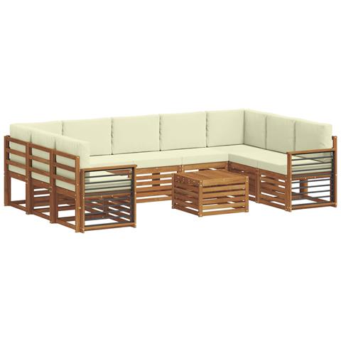 Set divani 10 pcs Naturale e Crema Legno di Acacia Massello - Foto 1