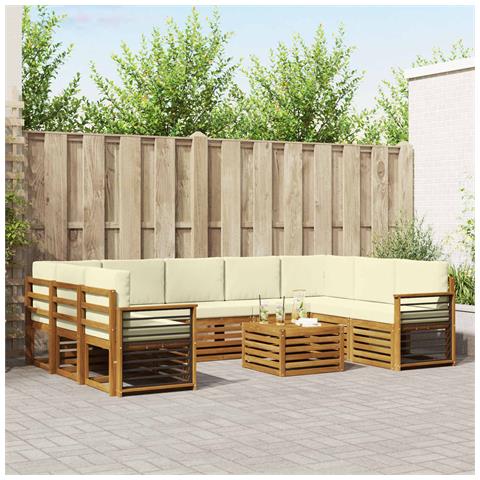 Set divani 10 pcs Naturale e Crema Legno di Acacia Massello - Foto 2
