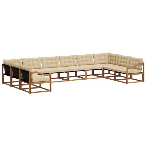 Set di divani da esterno con cuscino 10 pcs Naturale e Beige - Foto 1
