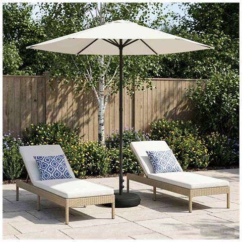 Ombrello da giardino 230 x 230 cm Poliestere Rettangolare Crema - Foto 2