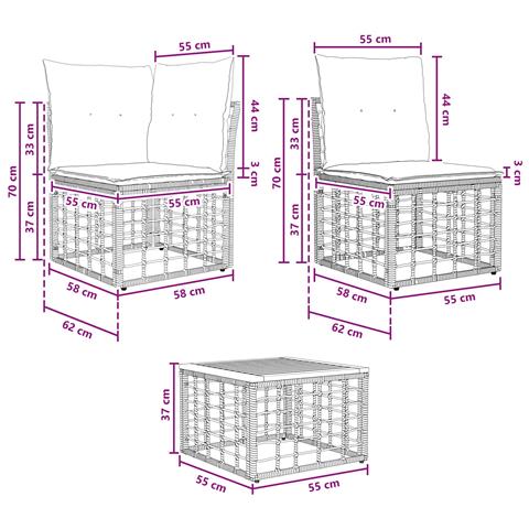 Set di divani da esterno 10 pcs Nero e Grigio scuro Poliestere - Foto 9