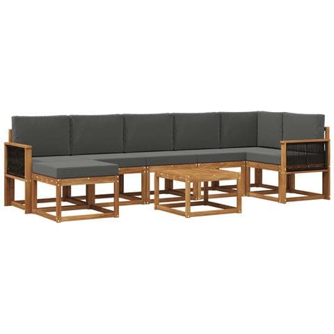 Set di divani da esterno 8 pcs Naturale e Antracite Poliestere - Foto 1