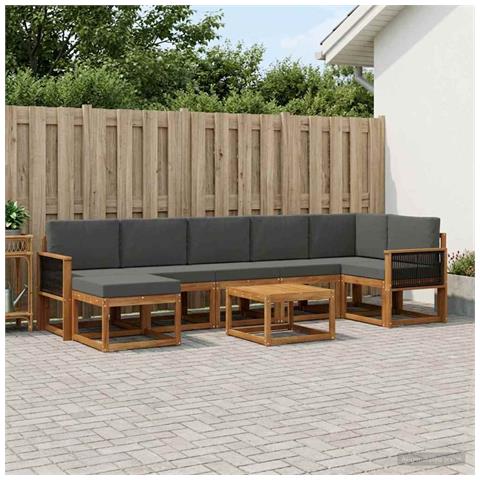 Set di divani da esterno 8 pcs Naturale e Antracite Poliestere - Foto 2