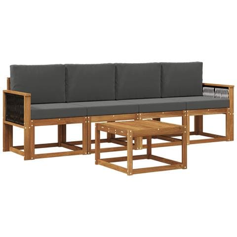 Set di divani da esterno con cuscino 4 pcs Naturale e Antracite - Foto 1