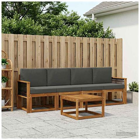Set di divani da esterno con cuscino 4 pcs Naturale e Antracite - Foto 2