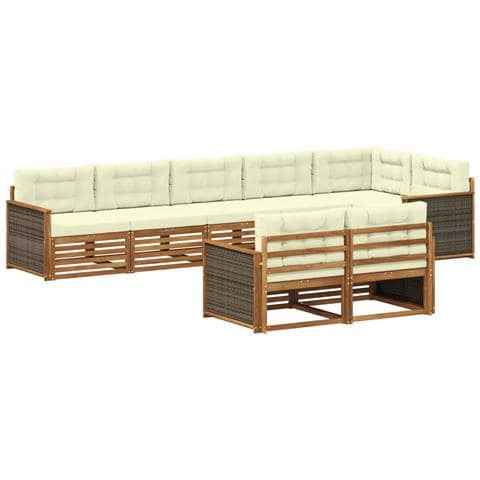 Set di divani da esterno con cuscino 8 pcs Naturale e Crema - Foto 1