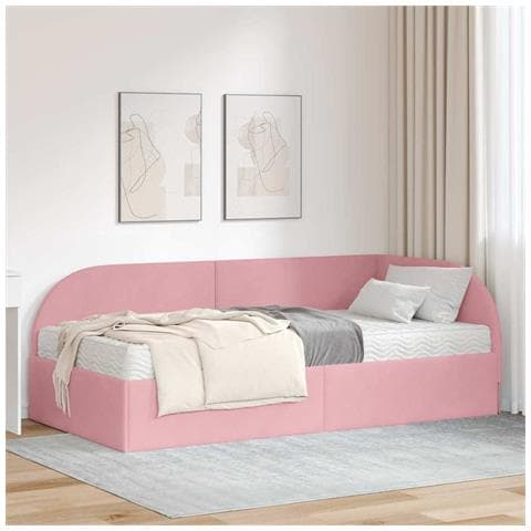 Struttura Letto Angolare con Materasso 2 pcs Rosa Velluto - Foto 2